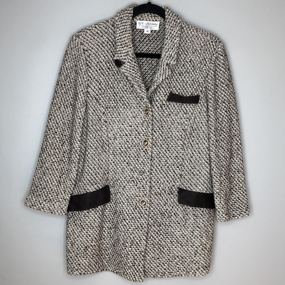 St. John Jackets & Blazers - St. John Collection Women's 10 Beige Twill Gold‎ Button Sport Coat Jacket Blazer